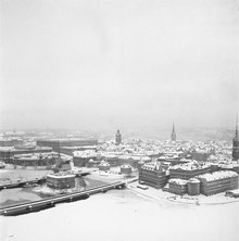 Utsikt från Stadshusets torn i riktning mot Riddarholmen, Gamla Stan
