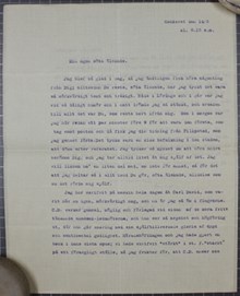 "Hur mår dom små söta tårna?" - brev från Tyra Degermark, 31, till Anton Nyström, 64, 14 maj 1906 