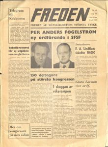 Per Anders Fogelström blir ordförande i Svenska freds-och skiljedomsföreningen 1963