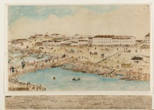 Utsigt af Nybron med Hamnen på 1840-talet; ur minnet
