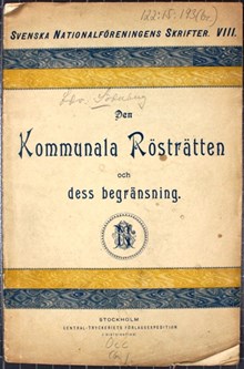Den kommunala rösträtten och dess begränsning af Edv. Söderberg