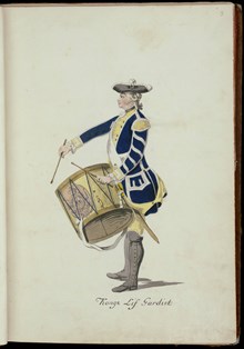 Uniform för trumslagare vid Kungliga Livgardet 1765