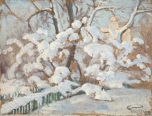 Snötyngd buske, Waldemarsudde