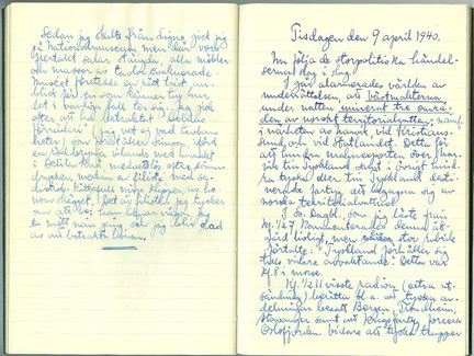 Fritiof Englunds dagbok i början av april 1940