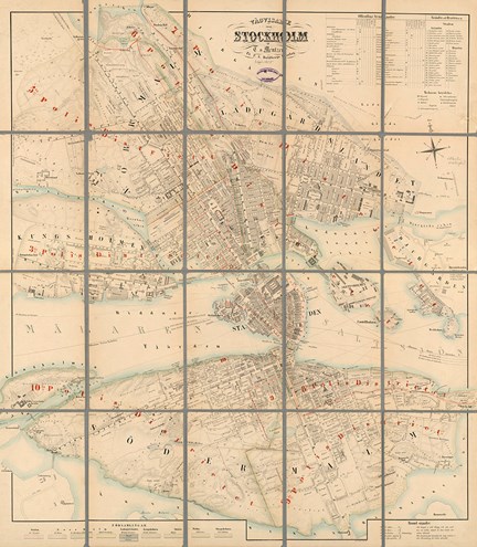 Karta "Vägvisare inom Stockholm" 1855