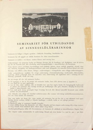 Informationsblad om Slagsta skolhems seminarium