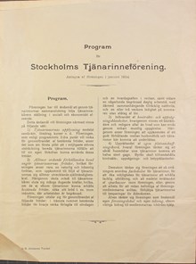 Stockholms tjänarinneförening - programblad 1904
