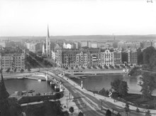 Utsikt från Nordiska Museet över Djurgårdsbron och Narvavägen