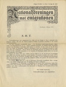 Nationalföreningen mot emigrationen – Stadgar från 1920