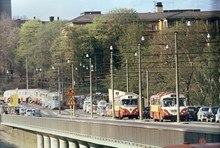 Trafikstockning på Västerbrons anslutning till Drottningholmsvägen