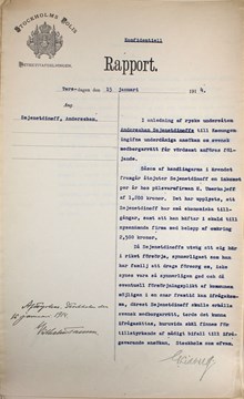 Polisrapport angående Anderschan Sejenetdinoffs ansökan om svenskt medborgarskap - 1914 