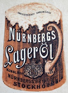 Etikett. Nürnbergs Lager Öl. Nürnbergs Bryggeriet