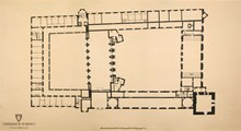 Ritning "Stockholms stadshus. Plan av våningen 1 tr." (uppmätningsritning 1923)