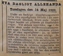 Signaturen R. L. trött på polisens "slapphetsregemente" - pressklipp 1908