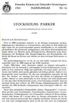 Stockholms parker. Artikel av Holger Blom