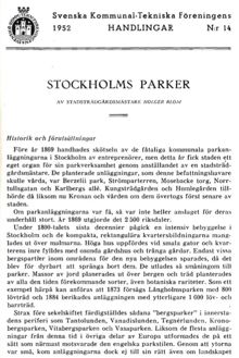 Stockholms parker. Artikel av Holger Blom