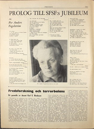 Per Anders Fogelströms förord i tidningen Freden 1963