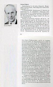 Gunnar Dalgren. Ledamot av stadsfullmäktige 1954-1964. Kulturborgarråd 1959-1964