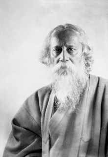 Porträtt av Rabindranath Tagore, indisk filosof och författare