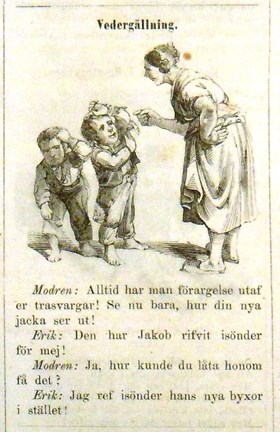 Vedergällning. Bildskämt i Söndags-Nisse – Illustreradt Veckoblad för Skämt, Humor och Satir, nr 11, den 18 mars 1866