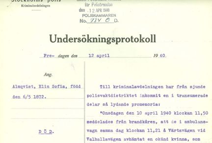 Blå trycktext på ljusgult papper.
