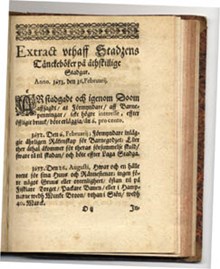 [Utdrag av lagar från tänkeböckerna på 1600-talet] Extract uthaff stadzens tänckeböker på åthskillige stadgar.