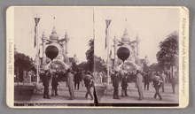 Stereobild av ballonguppstigning i Stockholm 1897