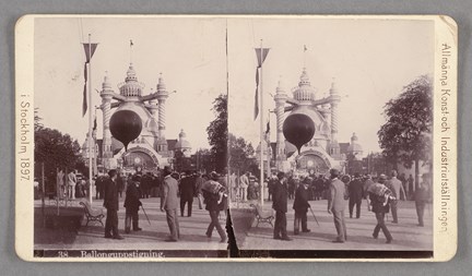 Stereobild av ballonguppstigning från 1897