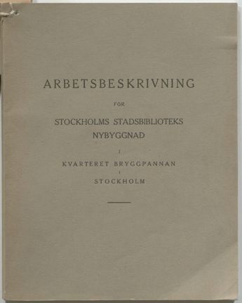 Framsida med tryckt titel och omslag i enklare tjockt papper i brunbeige färg