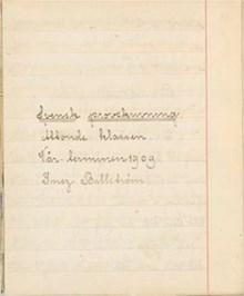 Provskrivning från Anna Sandströms skola 1909, klass 8