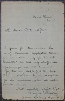 August Strindberg efterfrågar information om Stockholms Arbetareinstitut - brev till Anton Nyström 1881