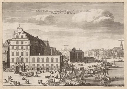 Karl Pipers palats i Stockholm - gravyren är hämtad från Suecia antiqua et hodierna