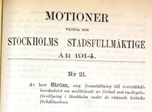 Motion angående rusdrycksförbud under första världskriget - Stadsfullmäktige 1914