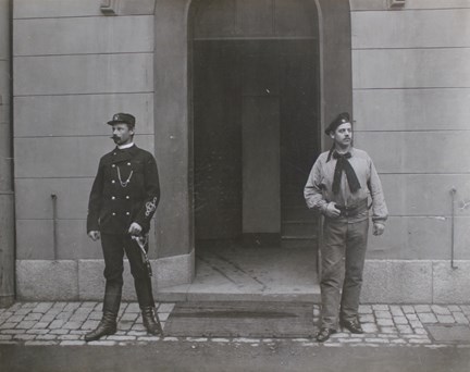 Brandmän vid Johannes brandstation, sekelskiftet 1900
