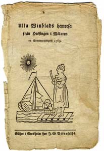 Ulla Winblads hemresa från Hessingen i Mälaren en sommarmorgon 1769.