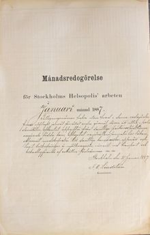 Hälsopolisens månadsredogörelse - 1887