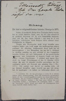Ett blad ur religionsfrihetens historia i Sverige år 1875