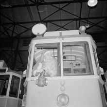 Jultomten på spårvagn i Stockholm på 1950-talet