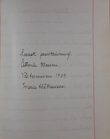 Barndomsminnen – elevuppsats från Anna Sandströms skola1909