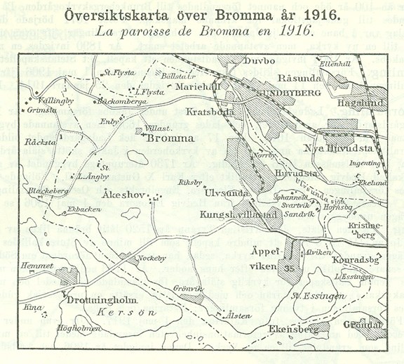 Karta över Bromma 1916 - Stockholmskällan