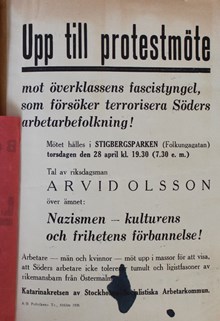 "Upp till protestmöte" 1938