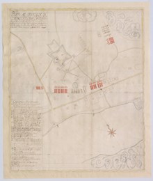 Samtida karta av fälttjänstövningen på Ladugårdsgärde 1672