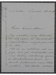 Selma Lagerlöf ber rådman Afzelius i Stockholm om rättshjälp 1913