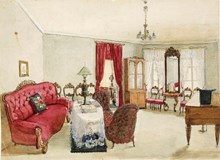 Salongen hos grosshandlare Bl. Swederus, Regeringsgatan 22, år 1855