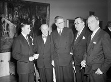 Museitekniska mötet med internationella gäster öppnas på Waldemarsudde den 8 maj 1950.
