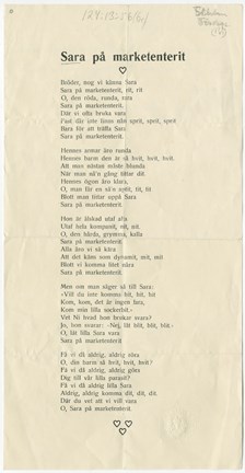 Visan "Sara på marketenteriet" sjöngs 1915 till melodin till Frälsningarméns paradmarsch.