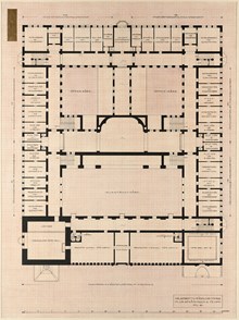 Ragnar Östbergs tävlingsförslag Rådhus ”Mälardrott” 1905, planritning 2 tr.