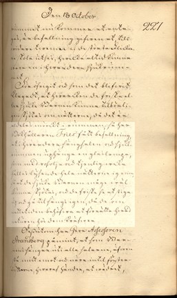 Sida ur protokoll från 1757.
