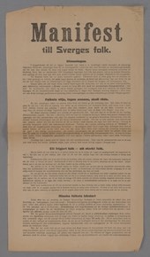 Manifest till Sverges folk [Socialdemokratisk protest mot kung Gustav V:s tal under Bondetåget 1914]