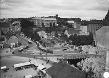 Södra Bantorget under tunnelbyggnad, 24/8 1932.